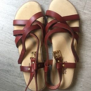 Vintage bass sunjuns brown crisscross sandals